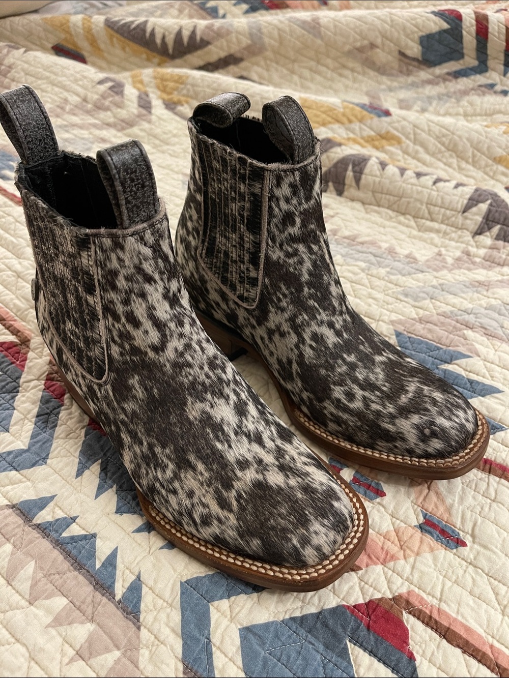 Black & White Speckled Hair-On Leather Chelsea Boots